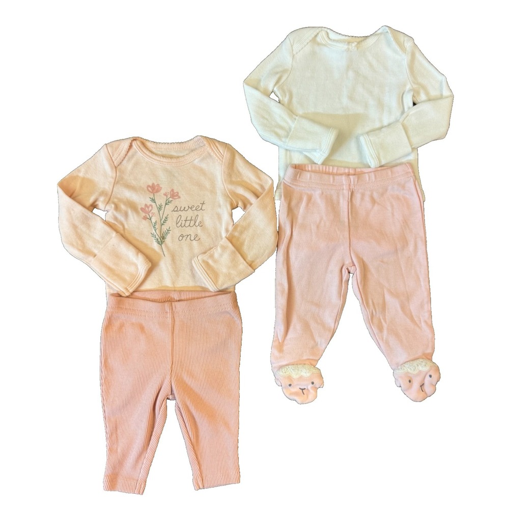 Carters Baby Newborn Girl Outfits Bundle Lot Bodysuits Pants Sweet Little One